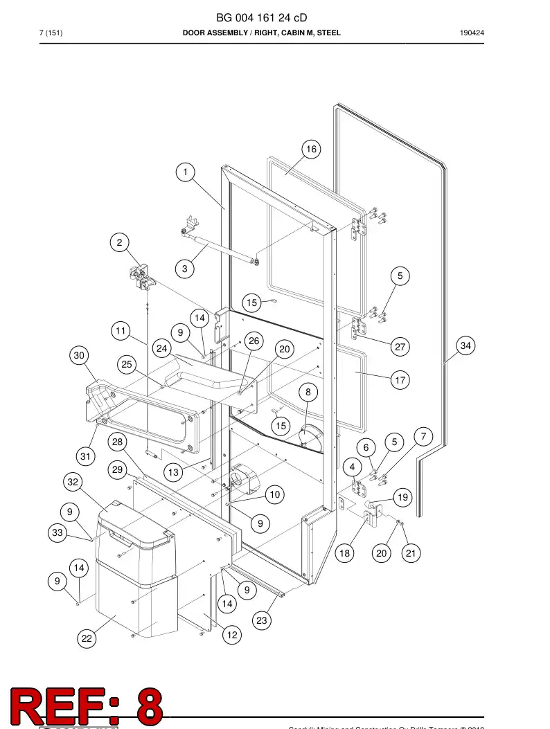 BG00398078a BG 003 980 78a Handle, Door - Sandvik Technical Drawing