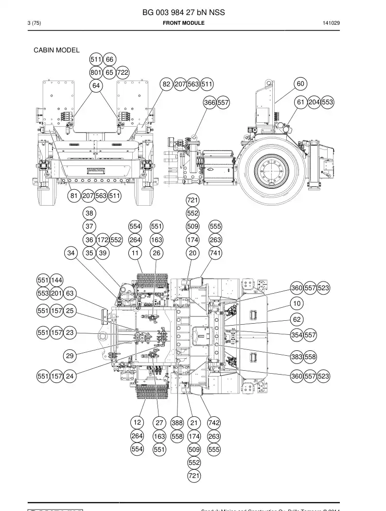 BG00398427b BG 003 984 27b Front module - Sandvik Technical Drawing