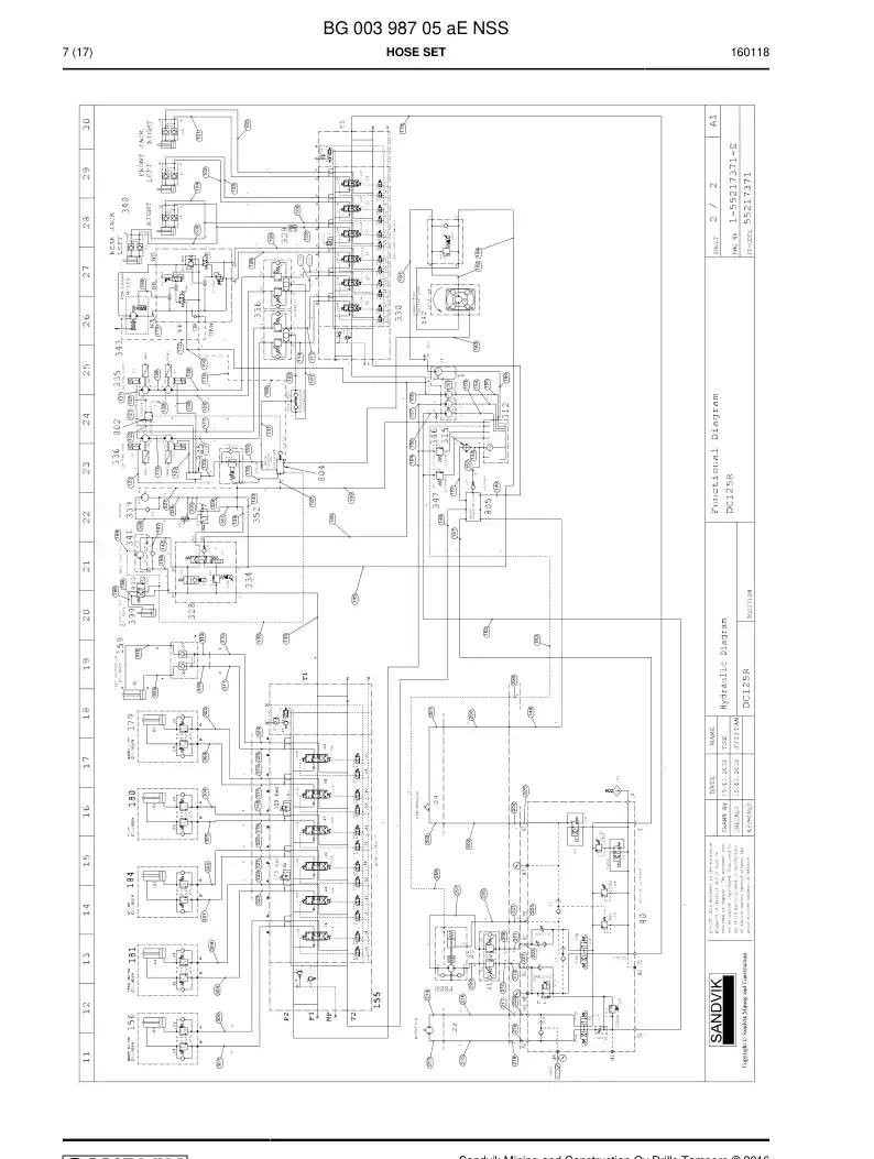 BG00398705a BG 003 987 05a Hose Set - Sandvik Technical Drawing