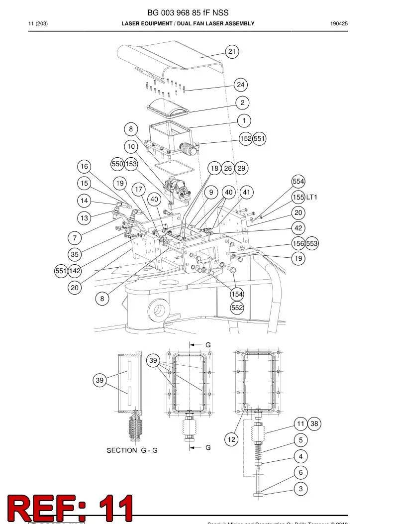 BG00398741a BG 003 987 41a Cover, Rubber - Sandvik Technical Drawing