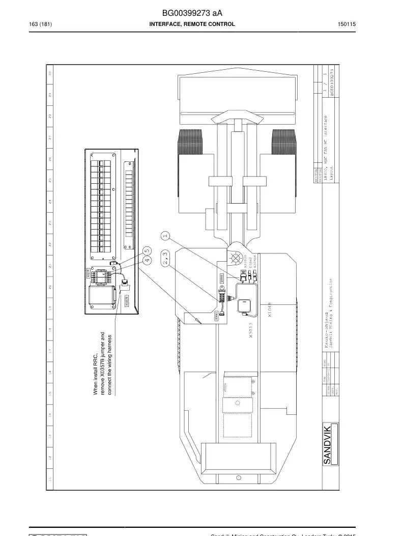 BG00399273a BG 003 992 73a Interface, Remote Control - Sandvik Technical Drawing