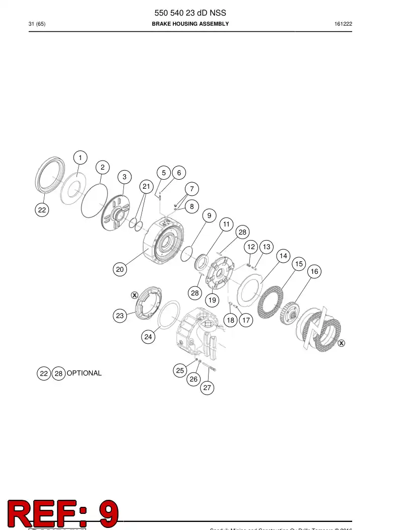BG00400908a BG 004 009 08a SEAL, Piston - Sandvik Technical Drawing