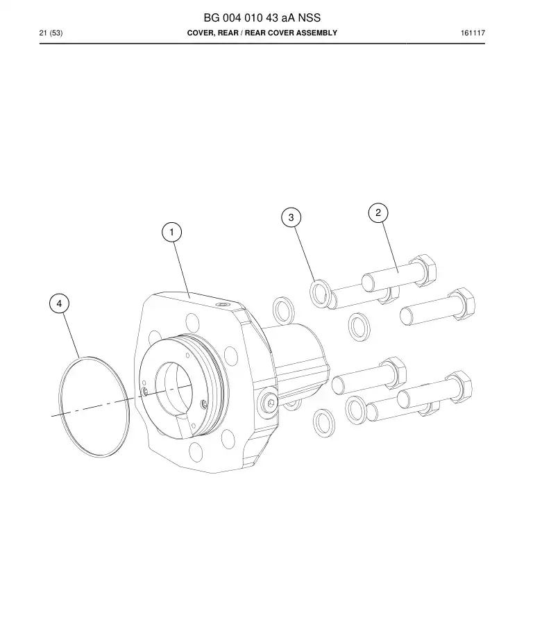 BG00401043a BG 004 010 43a Cover, Rear - Sandvik Technical Drawing