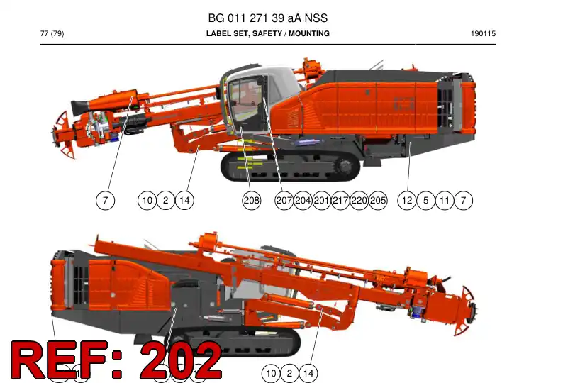 BG00401332a BG 004 013 32a Decal - Sandvik Technical Drawing