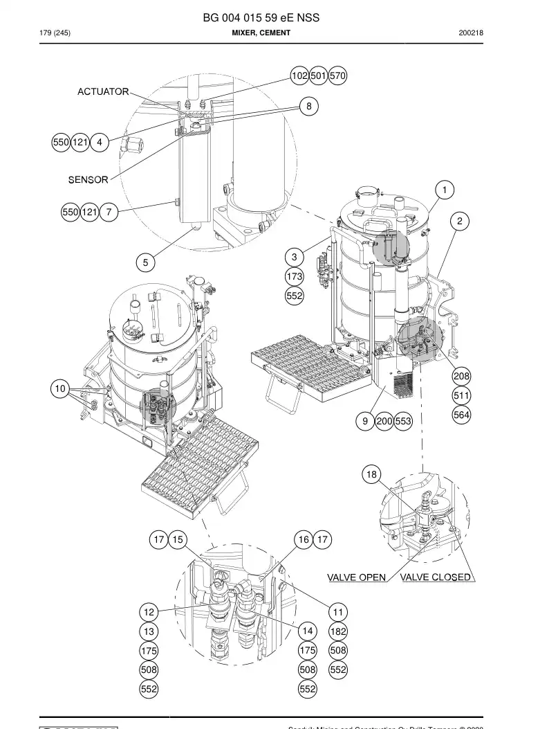 BG00401559e BG 004 015 59e Mixer, Cement - Sandvik Technical Drawing