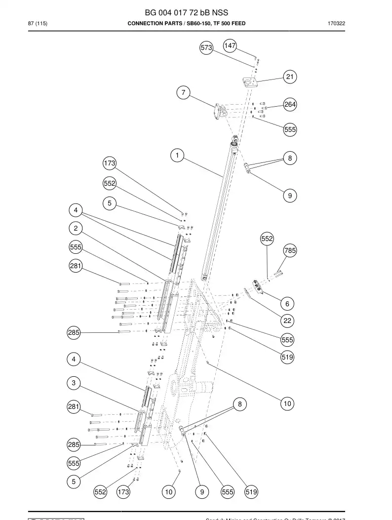 BG00401772b BG 004 017 72b Connection parts - Sandvik Technical Drawing