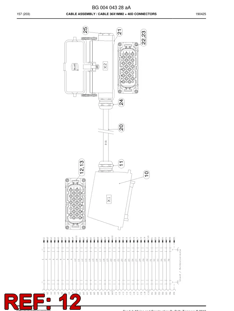 BG00404458a BG 004 044 58a Connector, Multipole, Female - Sandvik Technical Drawing