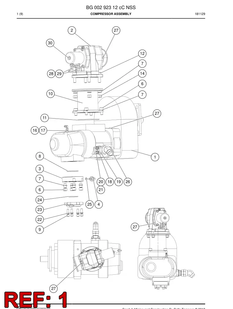 BG00404521a BG 004 045 21a Compressor - Sandvik Technical Drawing