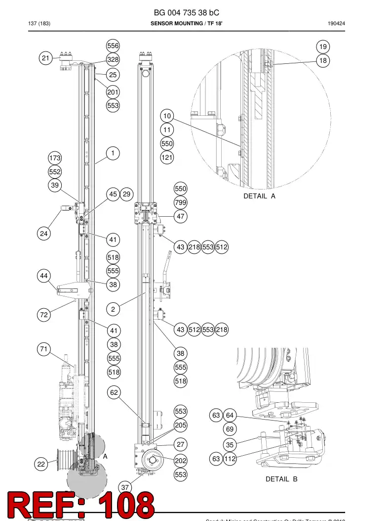 BG00405351c BG 004 053 51c Cable, Prewired Plug - Sandvik Technical Drawing