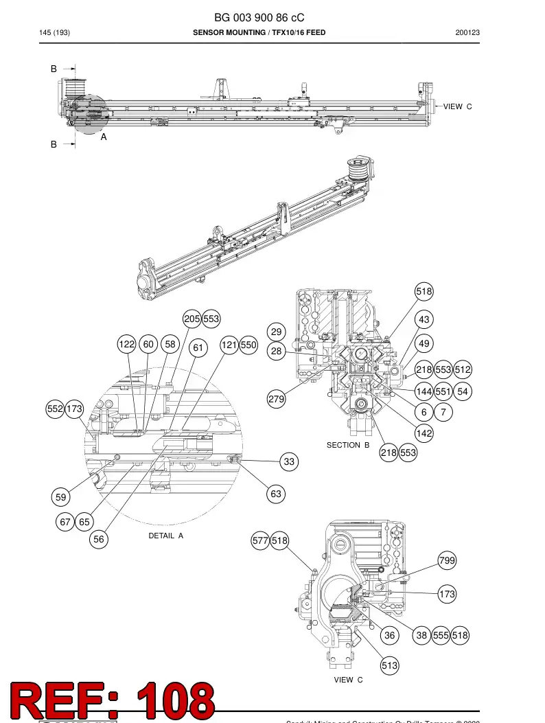 BG00405355c BG 004 053 55c Cable, Prewired Plug - Sandvik Technical Drawing
