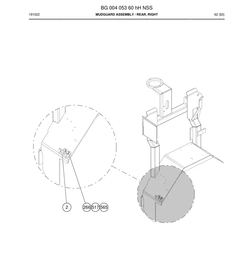 BG00405360h BG 004 053 60h Mudguard Assembly - Sandvik Technical Drawing