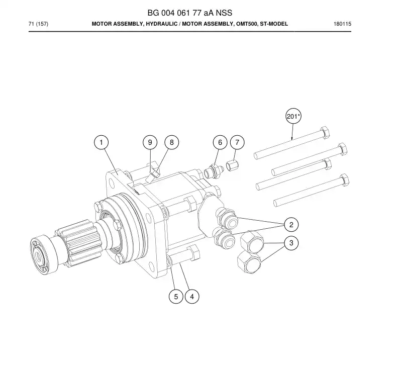BG00406177a BG 004 061 77a ASSEMBLY DO MOTOR, HYDRAULICULICO - Sandvik Technical Drawing