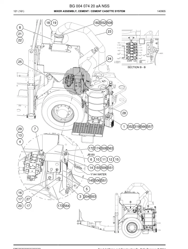 BG00407420a BG 004 074 20a Mixer Assembly, Cement - Sandvik Technical Drawing