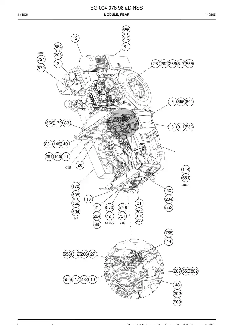 BG00407898a BG 004 078 98a Module, Rear - Sandvik Technical Drawing