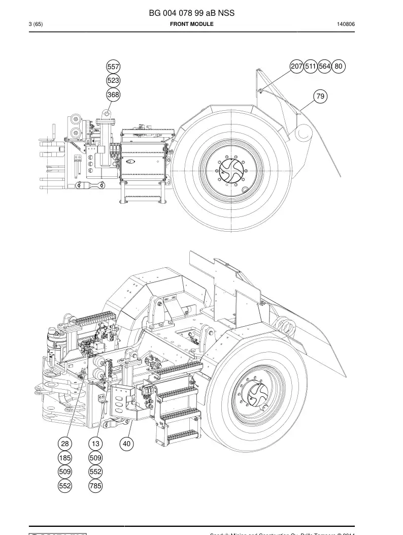 BG00407899a BG 004 078 99a Front module - Sandvik Technical Drawing