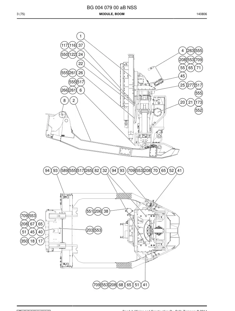 BG00407900a BG 004 079 00a Module, Boom - Sandvik Technical Drawing