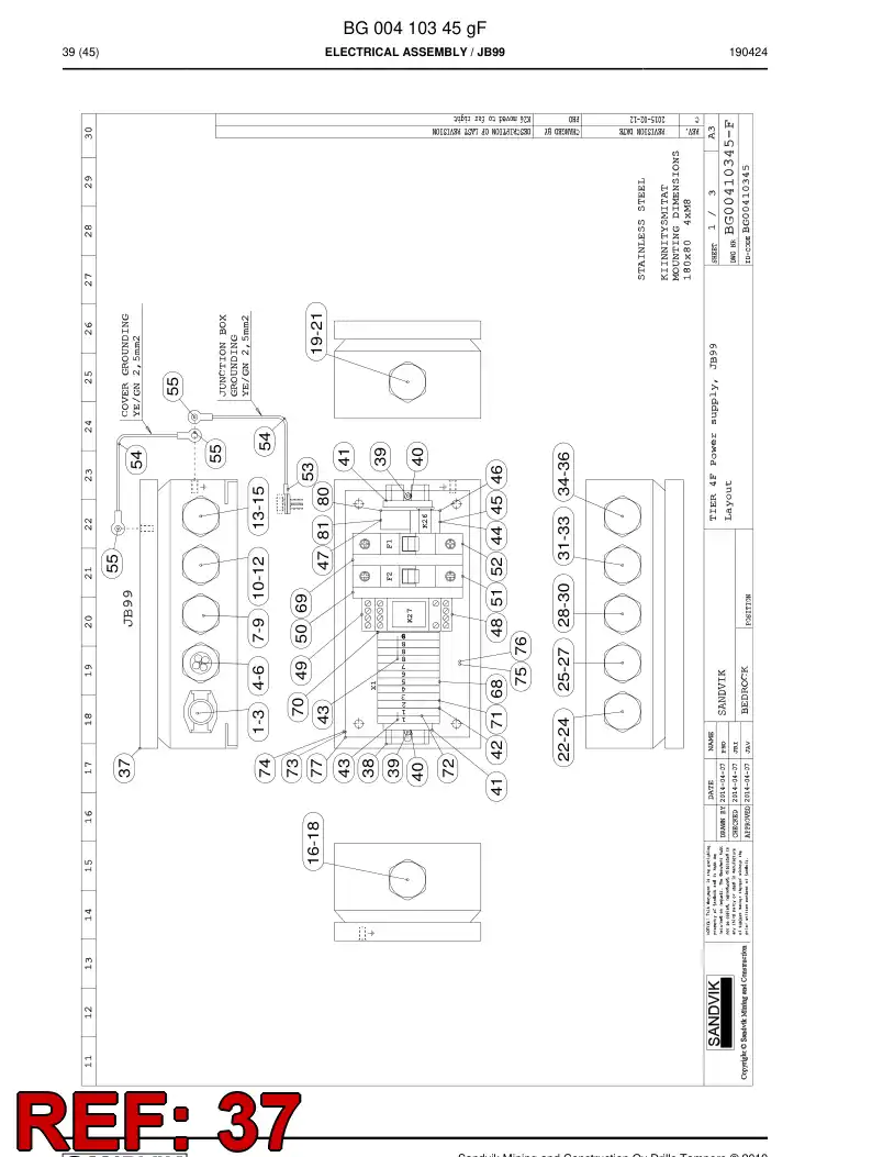 BG00408895a BG 004 088 95a Enclosure - Sandvik Technical Drawing