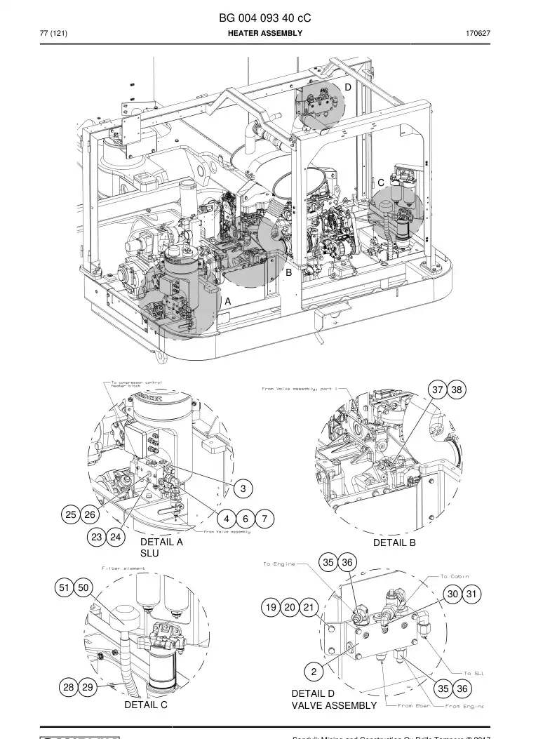 BG00409340c BG 004 093 40c Heater Assembly - Sandvik Technical Drawing