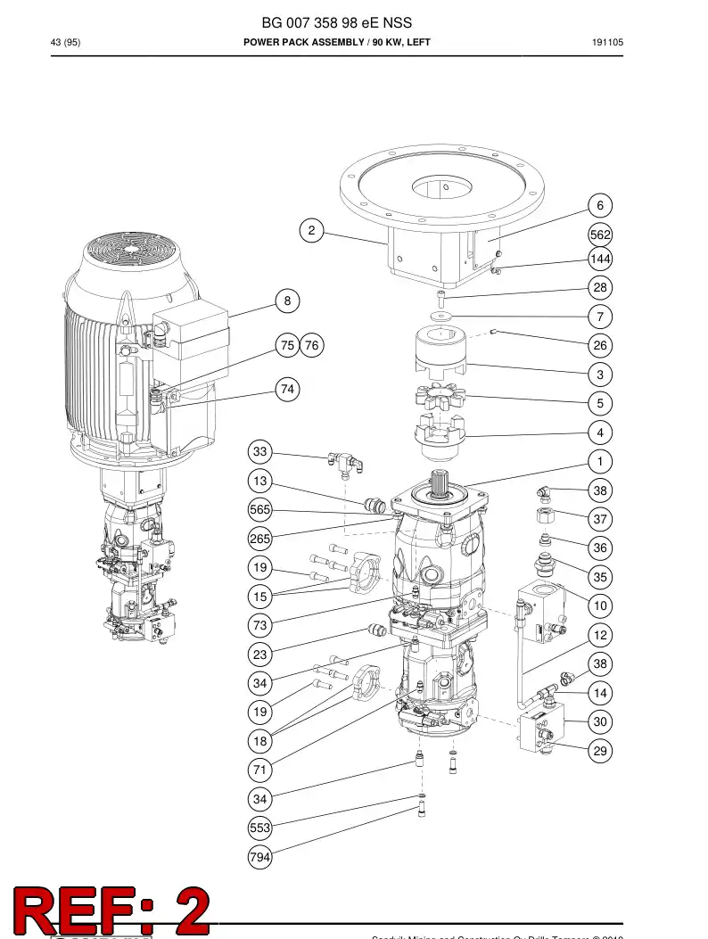 BG00409595a BG 004 095 95a Flange - Sandvik Technical Drawing