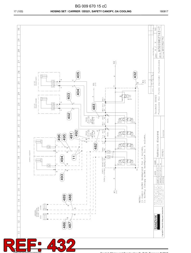 BG00409668a BG 004 096 68a Hose Assembly, Hydraulic - Sandvik Technical Drawing