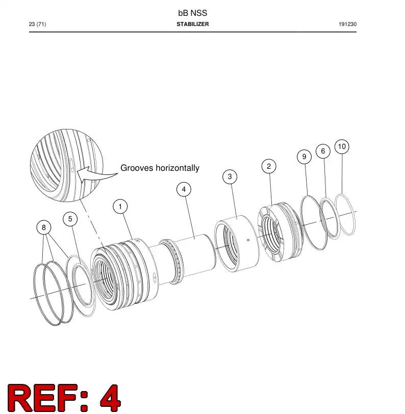 BG00409812d BG 004 098 12d PISTON, Stabilizer - Sandvik Technical Drawing
