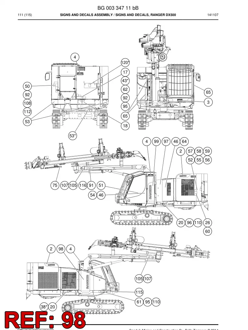 BG00410559a BG 004 105 59a Decal - Sandvik Technical Drawing