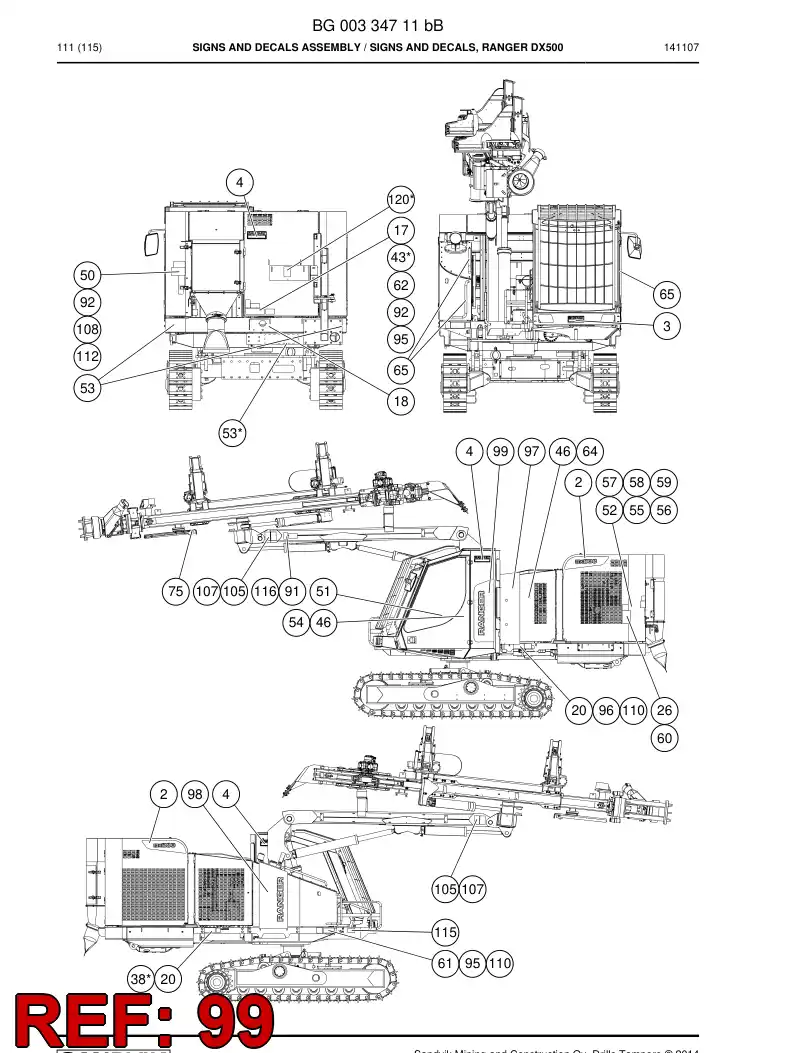 BG00410562a BG 004 105 62a Decal - Sandvik Technical Drawing