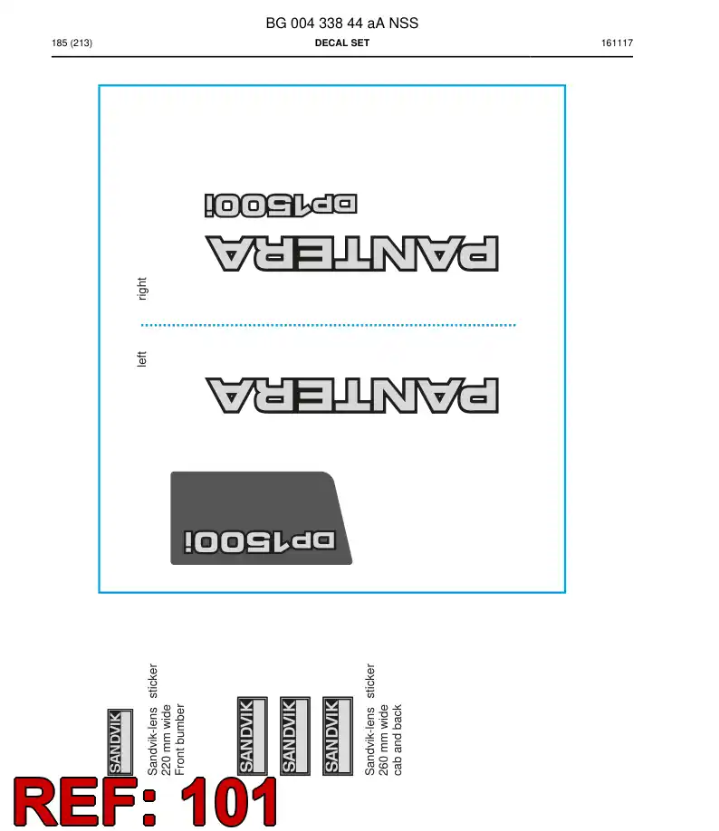 BG00410564a BG 004 105 64a Decal - Sandvik Technical Drawing