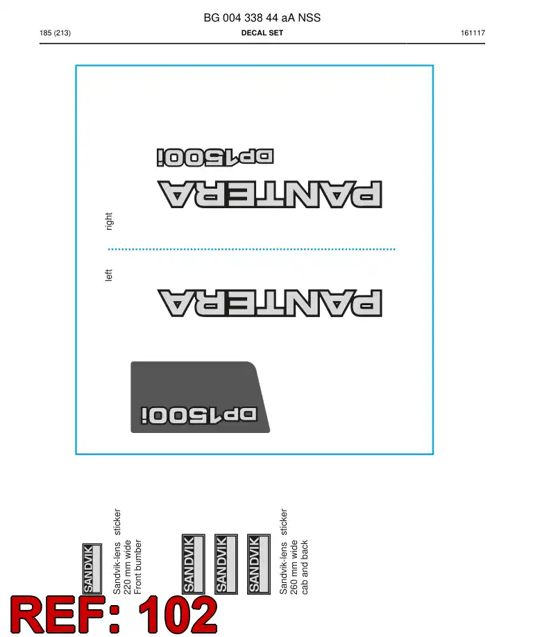 BG00410565a BG 004 105 65a Decal - Sandvik Technical Drawing