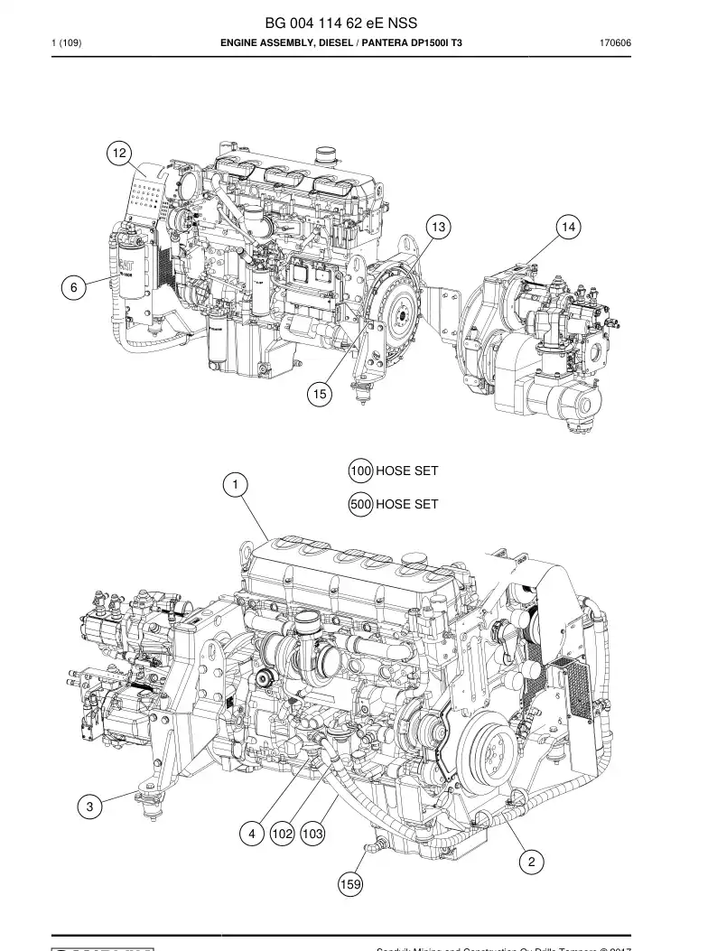 BG00411462e BG 004 114 62e Engine Assembly, Diesel - Sandvik Technical Drawing