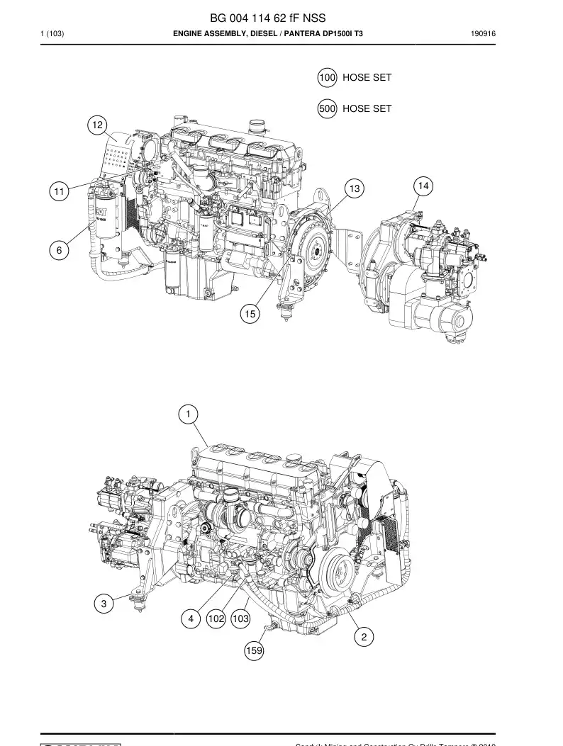 BG00411462f BG 004 114 62f Engine Assembly, Diesel - Sandvik Technical Drawing