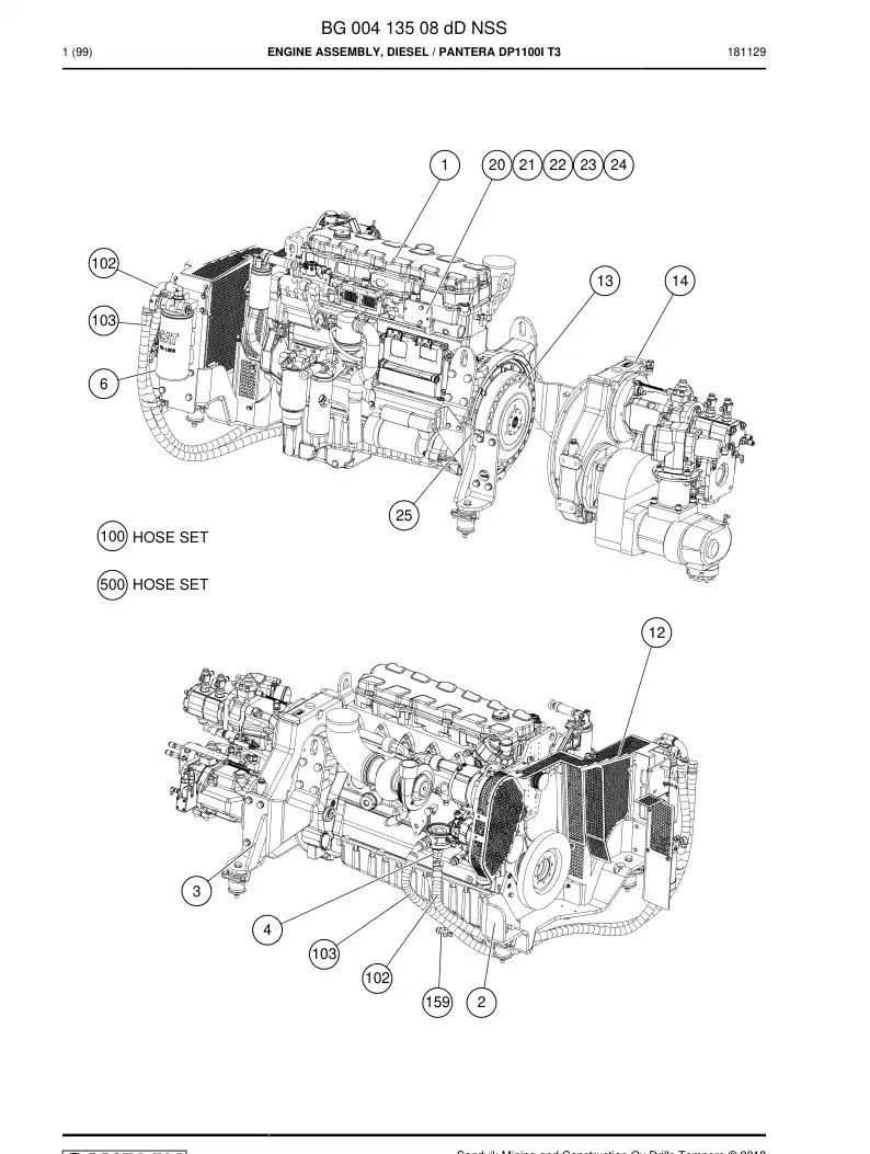 BG00413508d BG 004 135 08d Engine Assembly, Diesel - Sandvik Technical Drawing