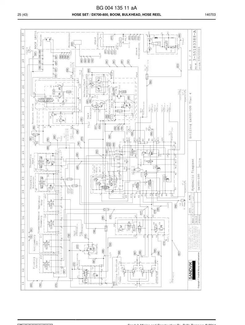 BG00413511f BG 004 135 11f Hose set - Sandvik Technical Drawing