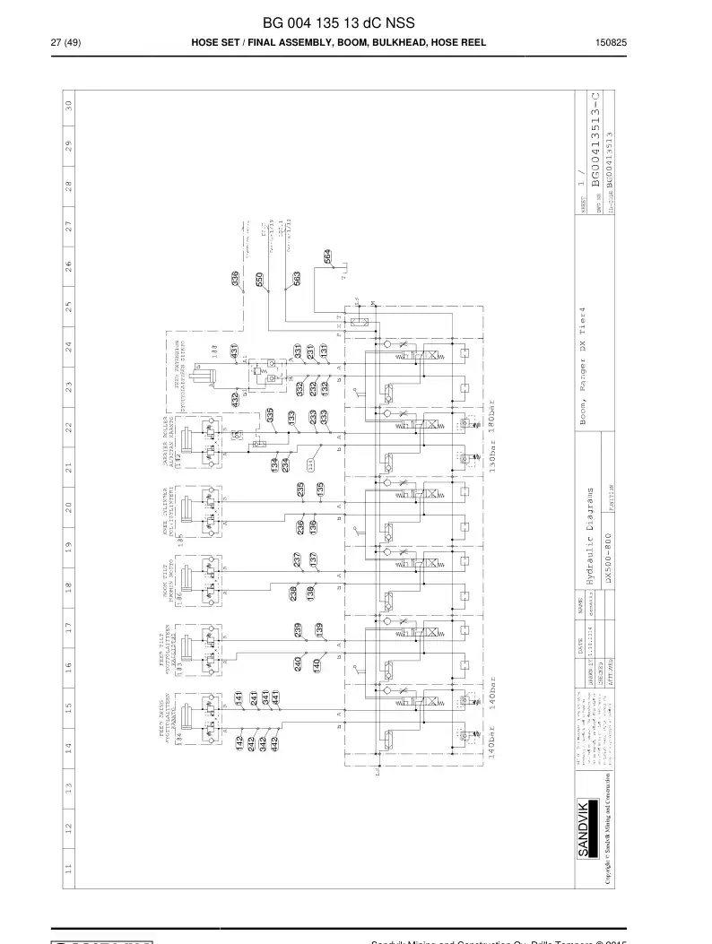 BG00413513d BG 004 135 13d Hose set - Sandvik Technical Drawing