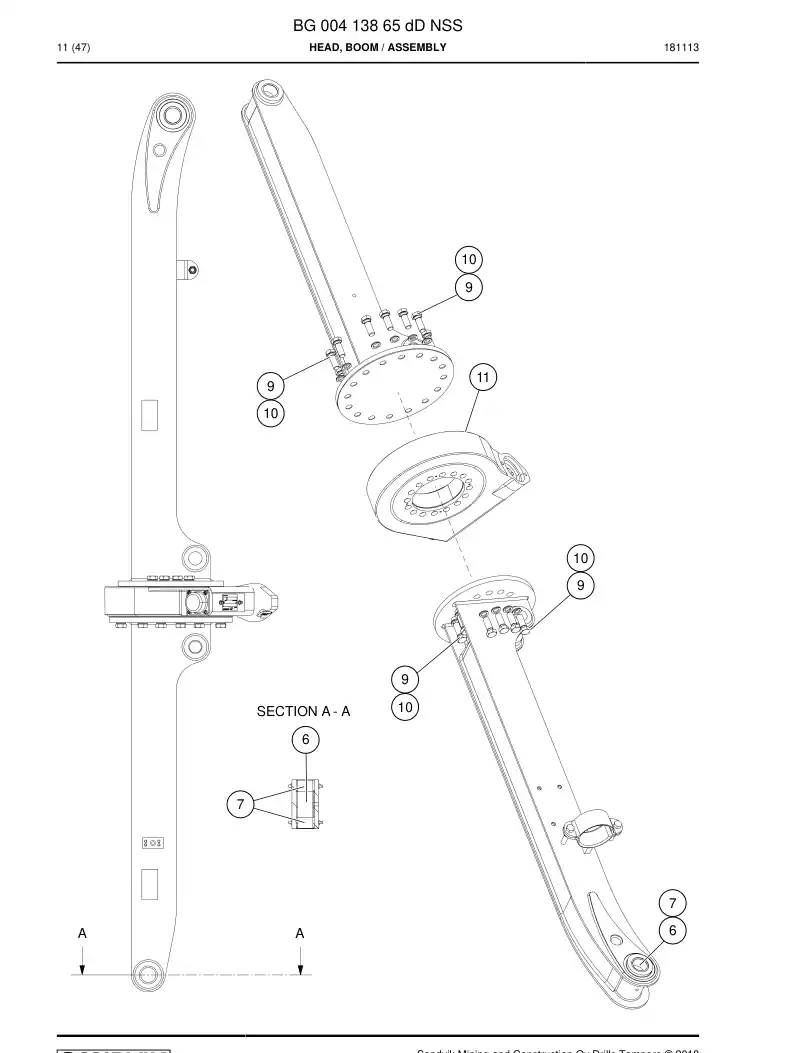 BG00413865d BG 004 138 65d Head, Boom - Sandvik Technical Drawing