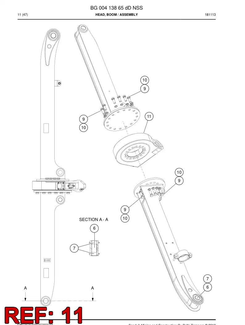 BG00414547a BG 004 145 47a Gear, Worm - Sandvik Technical Drawing