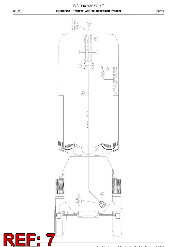 BG00414907b BG 004 149 07b CABLE, CONECTOR MACHO PRECABLEADO - Sandvik Technical Drawing