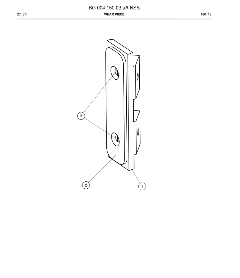 BG00415003a BG 004 150 03a Wear Piece - Sandvik Technical Drawing