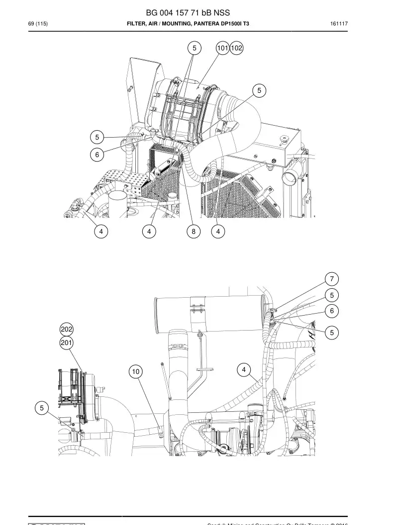 BG00415771b BG 004 157 71b Filter, Air - Sandvik Technical Drawing