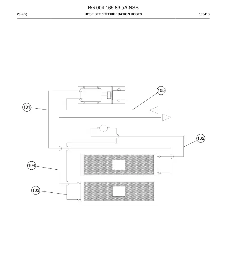 BG00416583a BG 004 165 83a ASSEMBLY DA HOSE - Sandvik Technical Drawing
