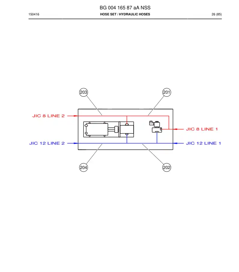 BG00416587a BG 004 165 87a ASSEMBLY DA HOSE - Sandvik Technical Drawing