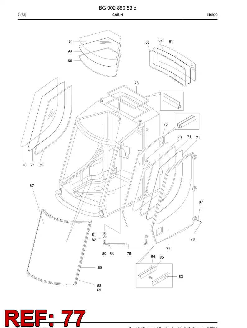BG00416632a BG 004 166 32a Door - Sandvik Technical Drawing