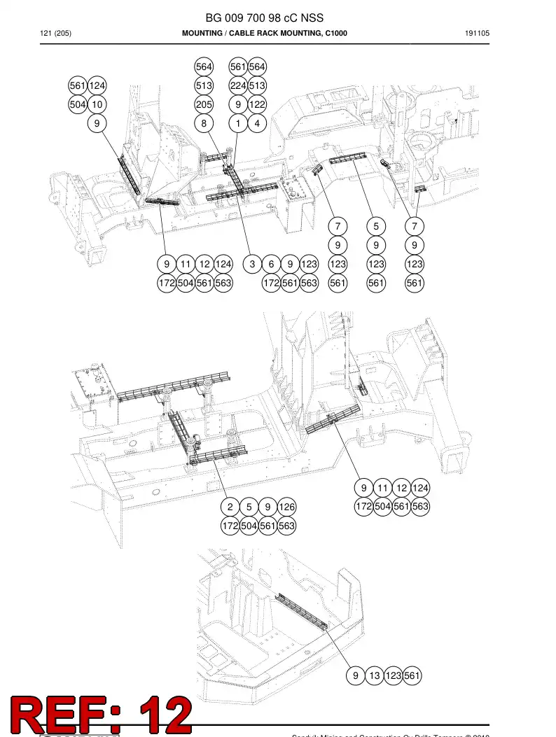 BG00417049a BG 004 170 49a Rack, cable - Sandvik Technical Drawing