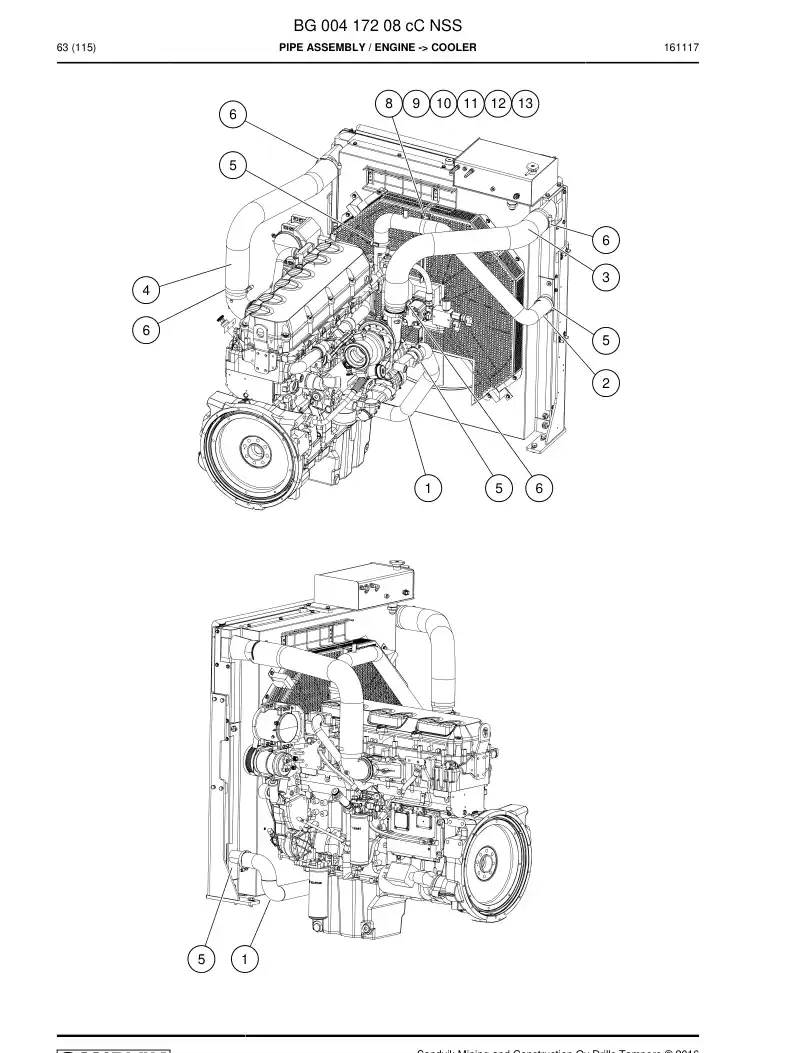 BG00417208c BG 004 172 08c Pipe Assembly - Sandvik Technical Drawing