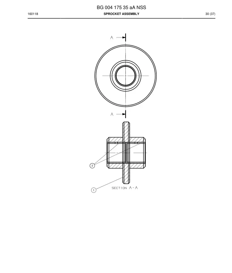 BG00417535a BG 004 175 35a Sprocket Assembly - Sandvik Technical Drawing