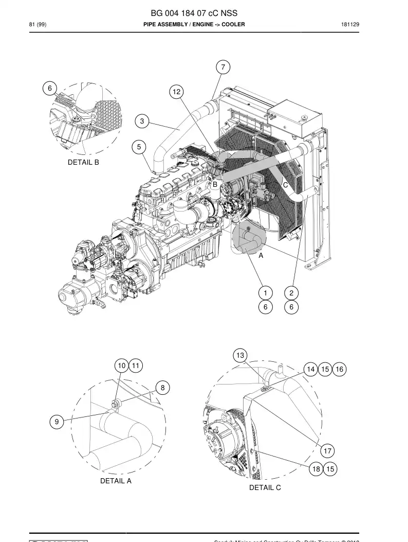 BG00418407c BG 004 184 07c Pipe Assembly - Sandvik Technical Drawing