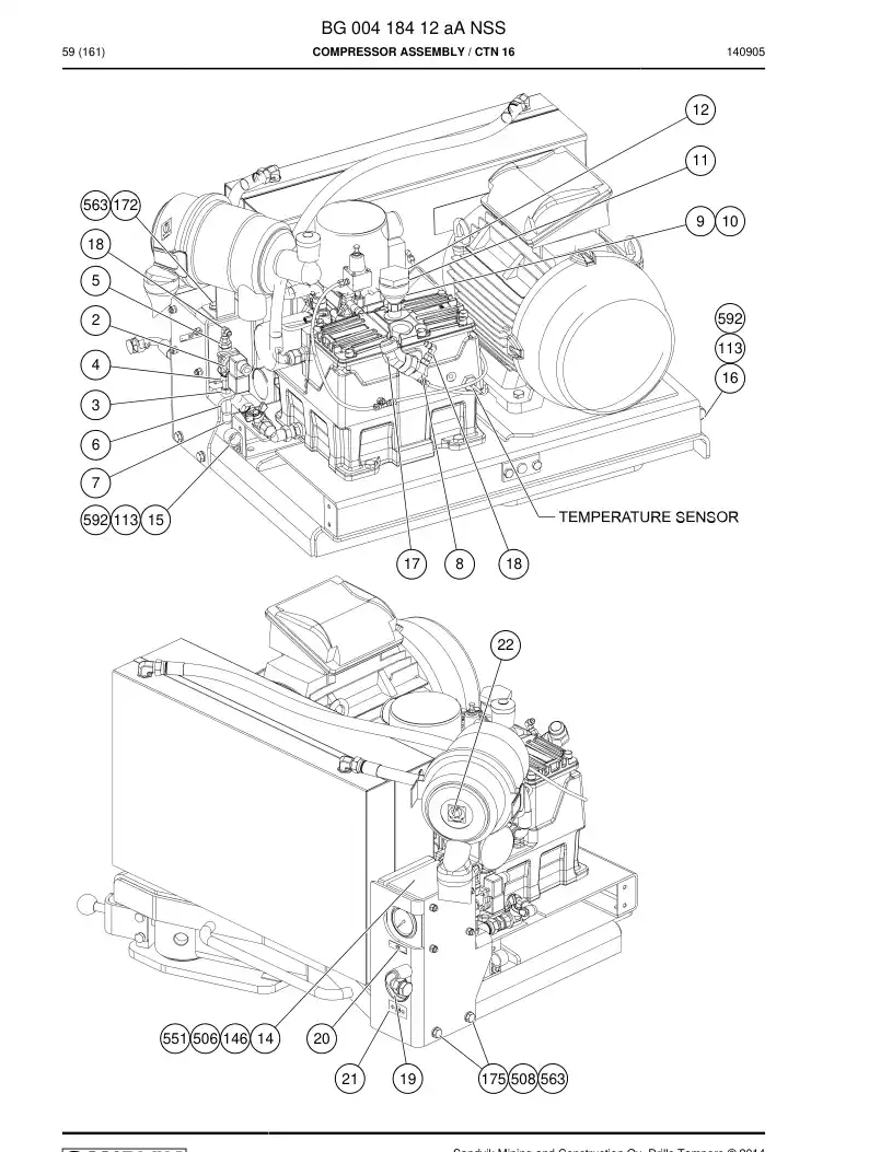 BG00418412a BG 004 184 12a Compressor Assembly - Sandvik Technical Drawing