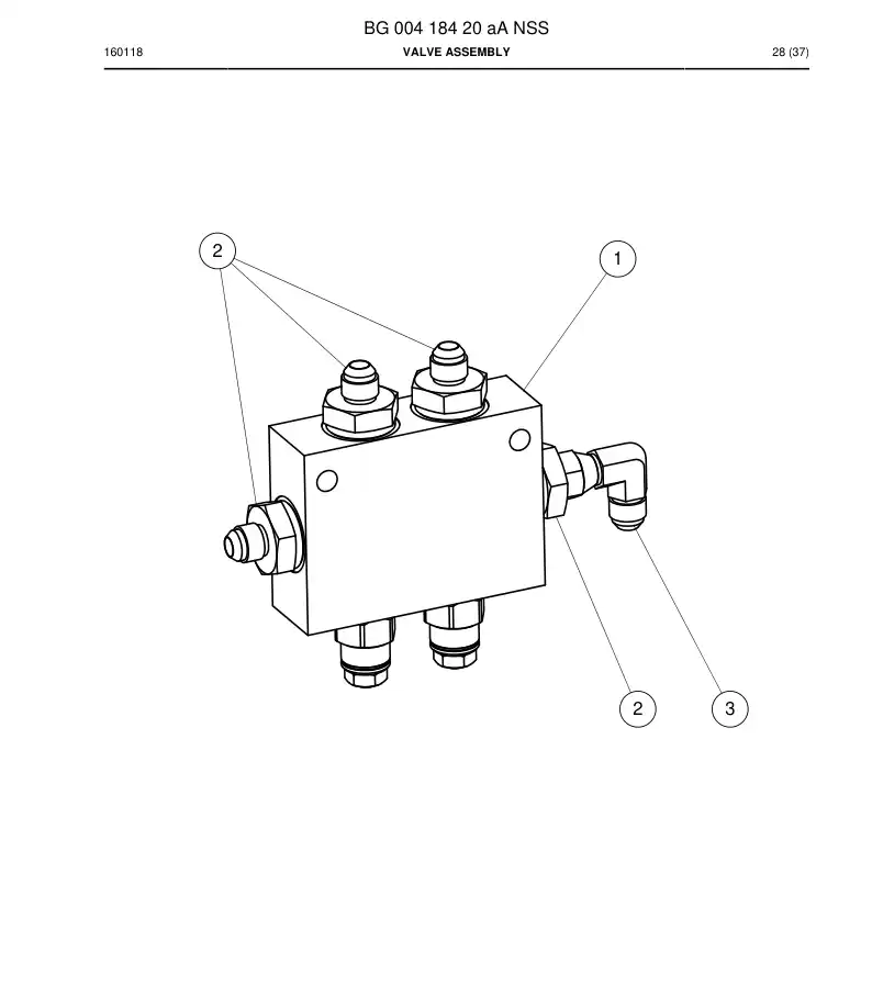 BG00418420a BG 004 184 20a Valve Assembly - Sandvik Technical Drawing