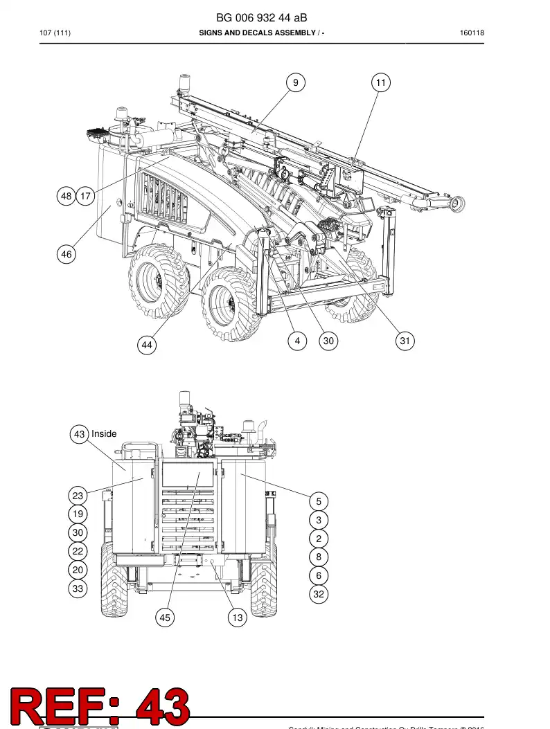BG00419081b BG 004 190 81b Decal - Sandvik Technical Drawing