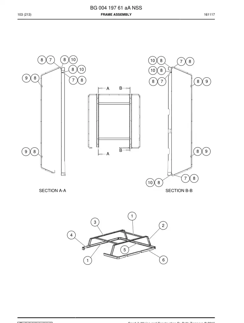 BG00419761a BG 004 197 61a Frame Assembly - Sandvik Technical Drawing